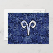 Ram Sterrenbeeld op Navy Blauwe Digitale Camo Deco Briefkaart (Voorkant / Achterkant)