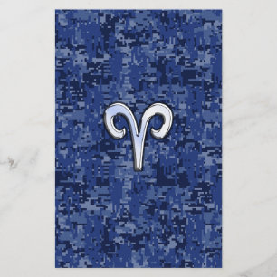 Ram Sterrenbeeld op Navy Blauwe Digitale Camo Flyer