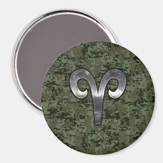 Ram sterrenbeeld op Woodland Green Digitale Camo Magneet (Voorkant / Achterkant)