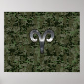 Ram Sterrenbeeld op Woodland Groen Digitaal Camo Poster (Voorkant)