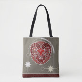 Ram Sterrenbeeld Rood Wit Grijs Mandala Tote Bag (Voorkant)