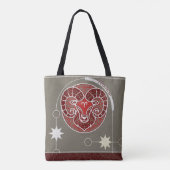 Ram Sterrenbeeld Rood Wit Grijs Mandala Tote Bag (Achterkant)