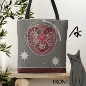 Ram Sterrenbeeld Rood Wit Grijs Mandala Tote Bag