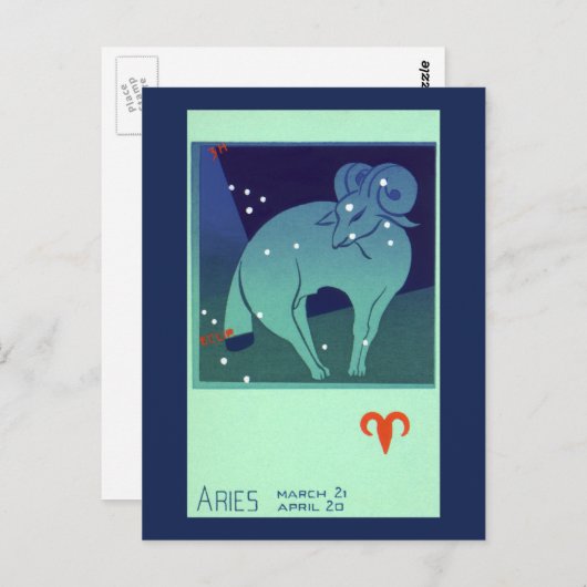Ram sterrenbeeld, sterrenbeeld briefkaart (Voorkant / Achterkant)