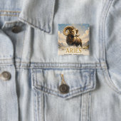 Ram sterrenbeeld verjaardag astrologie cadeau vierkante button 5,1 cm (In situ)