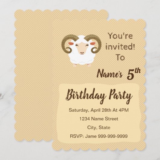 Ram sterrenbeeld verjaardagsuitnodiging kaart (Voorkant / Achterkant)