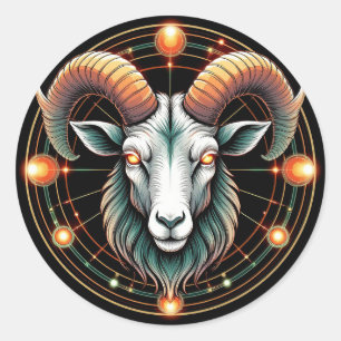 ♈ Ram Sterrenbeeld Vet Astrologie Symbool ♈ Ronde Sticker