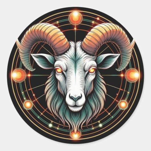 ♈ Ram Sterrenbeeld Vet Astrologie Symbool ♈ Ronde Sticker (Voorkant)