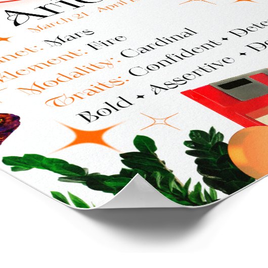 Ram Sterrenbeeld Y2K Wit 4:5 Poster (Hoek)