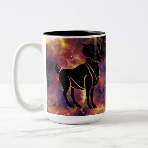 Ram Sterrenstelsel Silhouet – Astrologie Horoscoop Tweekleurige Koffiemok