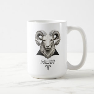 Ram Stier Aries Klassiek Zwart Wit Astrologie Koffiemok