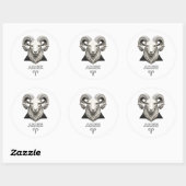 Ram Stier Aries Klassiek Zwart Wit Astrologie Ronde Sticker (Vel)