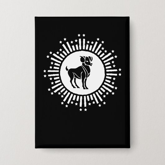 Ram Stierbeeld Aries Cosmic Starburst Design Button (Voorkant)