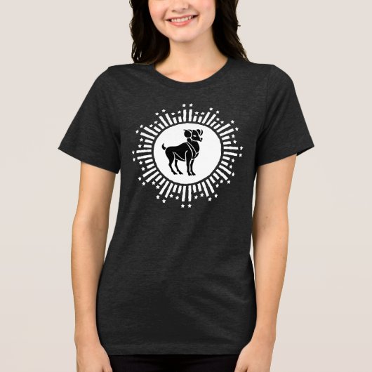 Ram Stierbeeld Kosmische Steruitbarsting Ontwerp Tri-Blend Shirt (Voorkant)