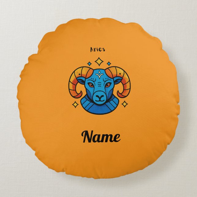 Ram Stierbeeld Pop Art Retro Illustratie Rond Kussen (Voorkant)