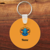 Ram Stierbeeld Pop Art Retro Illustratie Sleutelhanger (Voorkant)