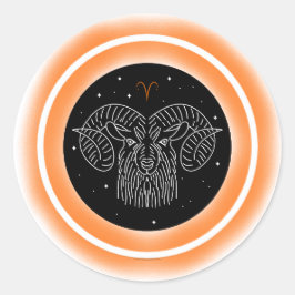 Ram Symbool – Minimaal Astrologie Embleem Ronde Sticker
