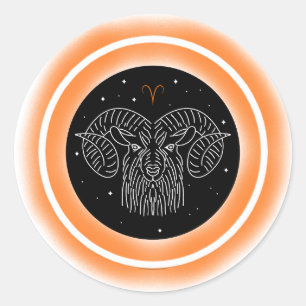 Ram Symbool – Minimaal Astrologie Embleem Ronde Sticker