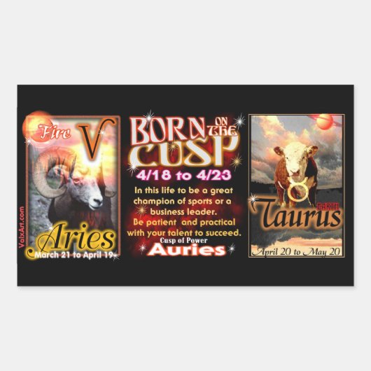 Ram Taurus zodiac Cusp van valxart Rechthoekige Sticker (Voorkant)