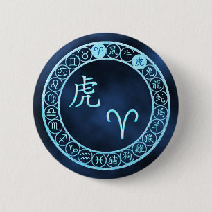 Ram/tijger Ronde Button 5,7 Cm