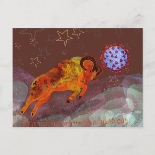 Ram vecht tegen het virus briefkaart (Voorkant)