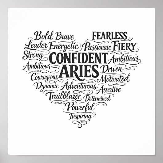 Ram Vierkant Poster | Dierenriem Word Cloud Kunst (Voorkant)