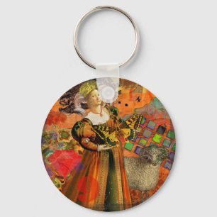 Ram Vrouw Oranje: Gotische Ram Antieke Kunst Colla Sleutelhanger