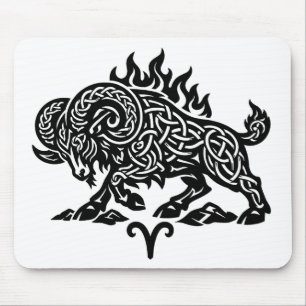Ram Vuur‑Aries – Keltische Geheime Inkt Zodiac Muismat