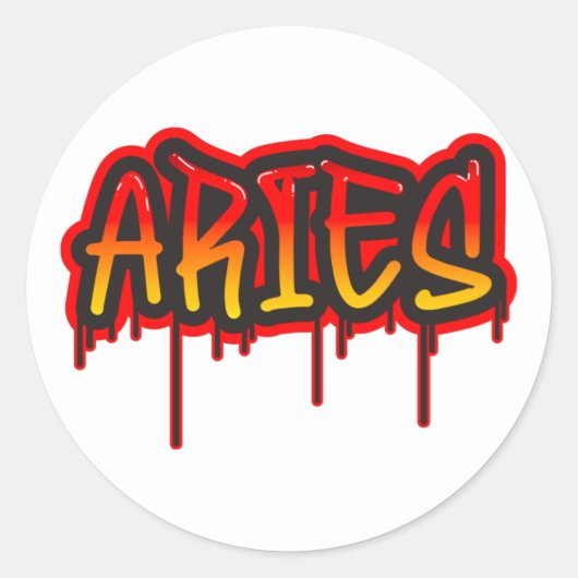 RAM Vuur Teken Druipende Woord Kunst Spuitverf Ronde Sticker (Voorkant)