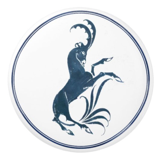 Ram William De Morgan Dutch Delft Blue Keramische Knop (Voorkant)