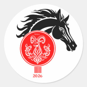 Ram x Jaar van het Paard 2026 Ronde Sticker