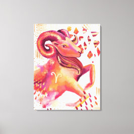 Ram Zodiac Abstract Aquarel Wandkunst Canvas Afdruk