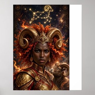 Ram Zodiac Afrikaanse Koningin Poster