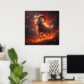 ♈ Ram Zodiac Cadeau Met Dramatische Ram Kunst Poster (Thuiskantoor)