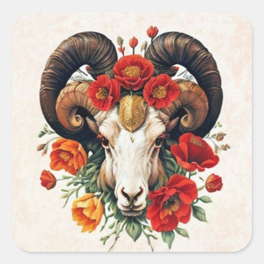 Ram Zodiac Collectie Vierkante Sticker (Voorkant)