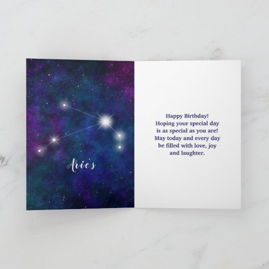 Ram Zodiac Constellation Happy Birthday Kaart (Binnen)