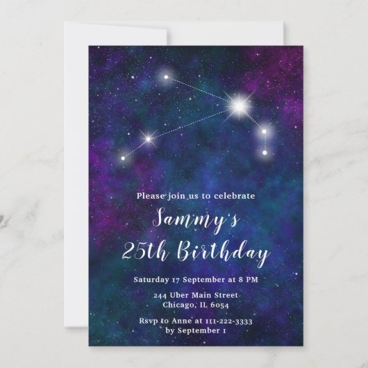 Ram Zodiac Constellation Verjaardagsfeest Kaart (Voorkant)