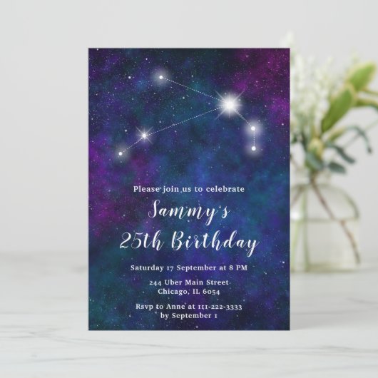 Ram Zodiac Constellation Verjaardagsfeest Kaart (Staand voorkant)