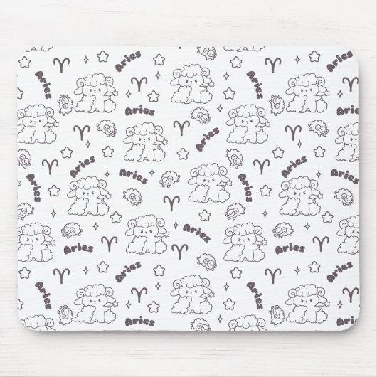 Ram Zodiac Elegance - Line Art Bunny & RAM Muismat (Voorkant)