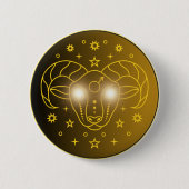Ram Zodiac Embleem | Minimaal Hemels Symbool Ronde Button 5,7 Cm (Voorkant)