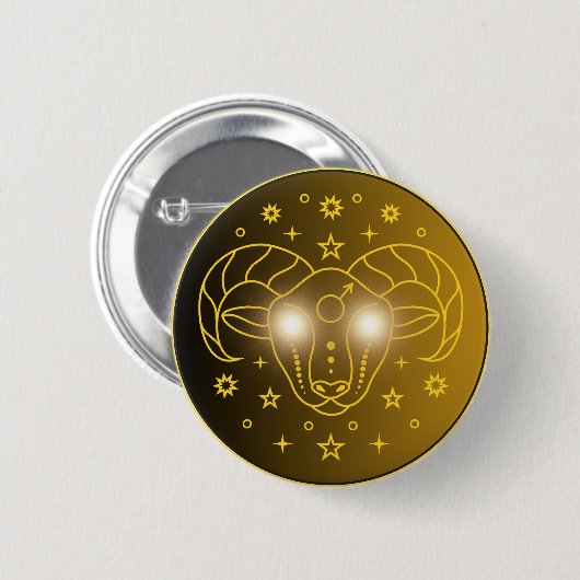 Ram Zodiac Embleem | Minimaal Hemels Symbool Ronde Button 5,7 Cm (Voorkant /achterkant)