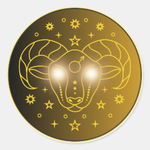 Ram Zodiac Embleem Minimaal Hemels Symbool Ronde Sticker