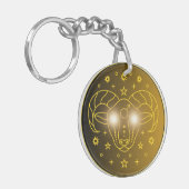 Ram Zodiac Embleem | Minimaal Hemels Symbool Sleutelhanger (Voorkant Links)