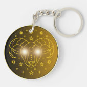Ram Zodiac Embleem | Minimaal Hemels Symbool Sleutelhanger (Achterkant)