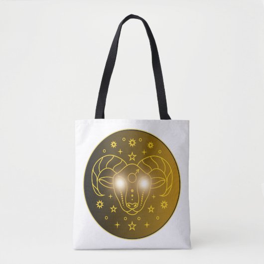 Ram Zodiac Embleem | Minimaal Hemels Symbool Tote Bag (Voorkant)