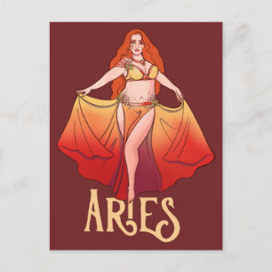 Ram Zodiac Godin Kunst Buikdanseres Astrologie Briefkaart