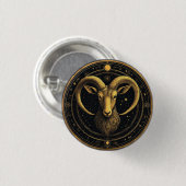 ♈ Ram Zodiac Gouden Schild Astrologie Symbool Ronde Button 3,2 Cm (Voorkant /achterkant)