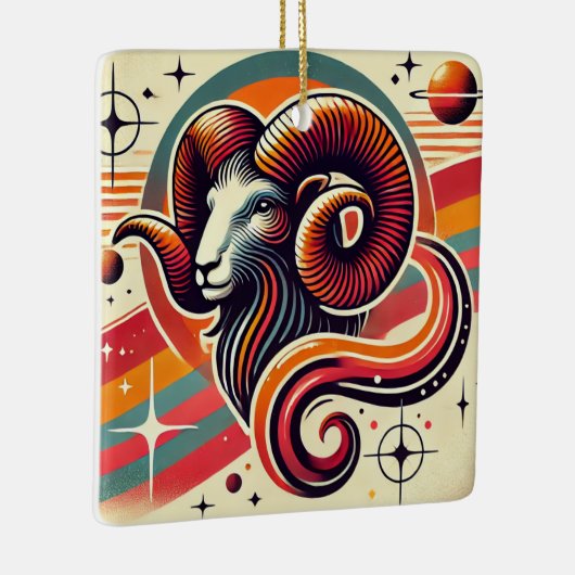 Ram Zodiac Kerst Ornament Retro Design (Rechts)