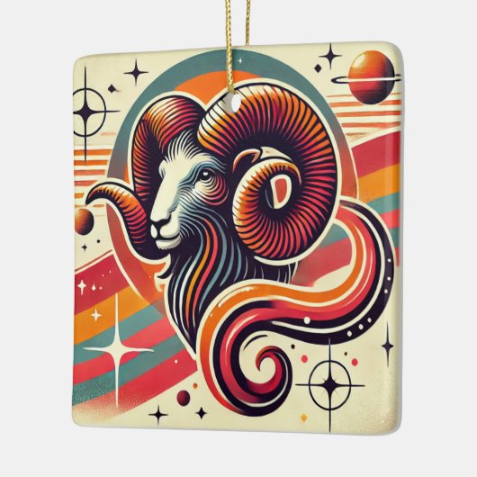 Ram Zodiac Kerst Ornament Retro Design (Links)