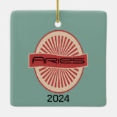 Ram Zodiac Kerst Ornament Retro Design (Achterkant)